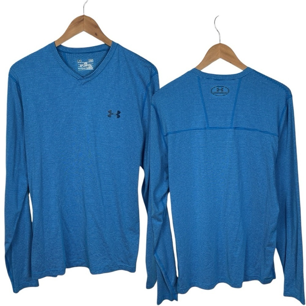 LS386 Men’s Under Armour FITTED Striped Long Sleeve Performance Shirt L